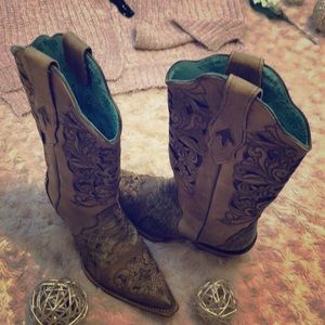 Corral Snakeskin Cowgirl Boots. Like New!